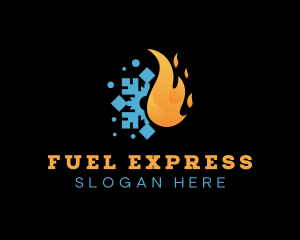 Flame Snowflake Fuel Heating logo design