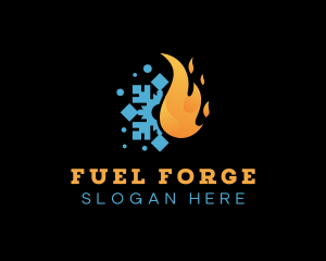 Flame Snowflake Fuel Heating logo design