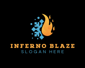 Flame Snowflake Fuel Heating logo design