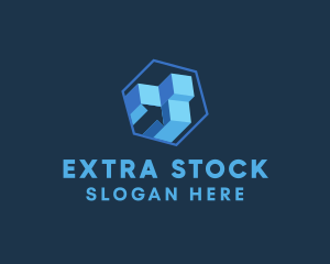 Blue 3D Stock Market logo design