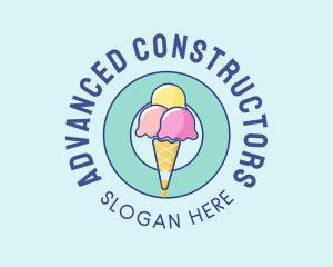 Cute Ice Cream Cone logo design