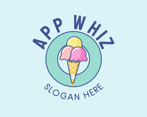 Cute Ice Cream Cone logo design