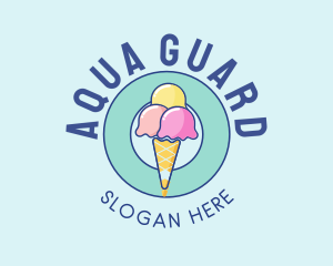 Cute Ice Cream Cone logo design