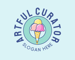 Cute Ice Cream Cone logo design