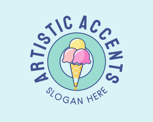 Cute Ice Cream Cone logo design