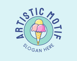 Cute Ice Cream Cone logo design