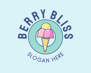 Cute Ice Cream Cone logo design