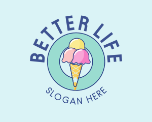 Cute Ice Cream Cone logo design