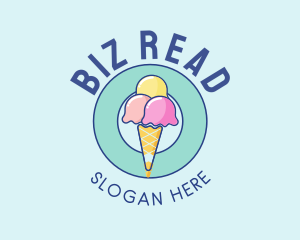 Cute Ice Cream Cone logo design