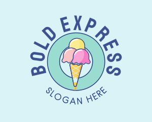 Cute Ice Cream Cone logo design