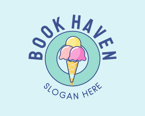 Cute Ice Cream Cone logo design