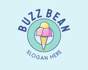 Cute Ice Cream Cone logo design