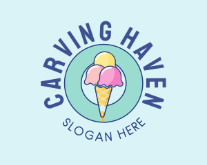 Cute Ice Cream Cone logo design