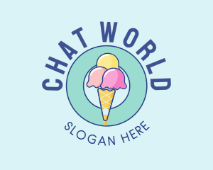 Cute Ice Cream Cone logo design