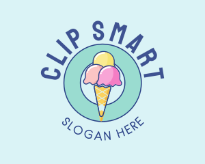 Cute Ice Cream Cone logo design