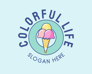 Cute Ice Cream Cone logo design