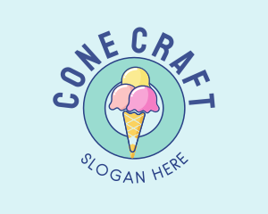 Cute Ice Cream Cone logo design