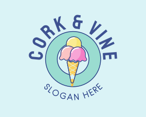 Cute Ice Cream Cone logo design