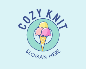 Cute Ice Cream Cone logo design