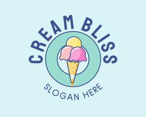 Cute Ice Cream Cone logo design