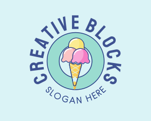 Cute Ice Cream Cone logo design