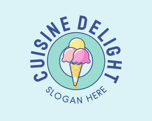 Cute Ice Cream Cone logo design