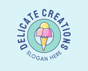 Cute Ice Cream Cone logo design