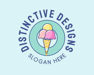 Cute Ice Cream Cone logo design