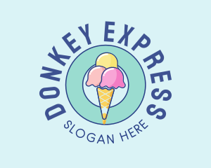 Cute Ice Cream Cone logo design