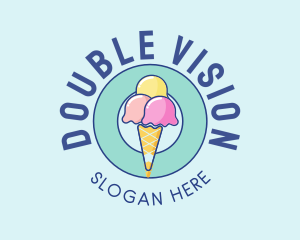 Cute Ice Cream Cone logo design