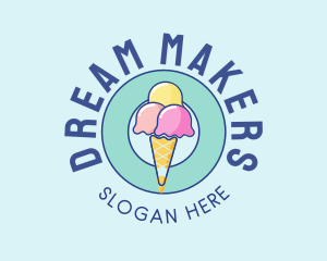 Cute Ice Cream Cone logo design