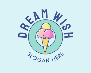 Cute Ice Cream Cone logo design