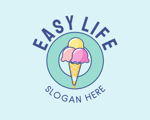 Cute Ice Cream Cone logo design