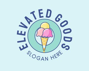 Cute Ice Cream Cone logo design