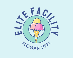 Cute Ice Cream Cone logo design