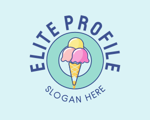 Cute Ice Cream Cone logo design