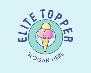 Cute Ice Cream Cone logo design