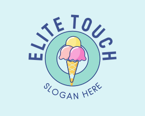 Cute Ice Cream Cone logo design