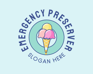 Cute Ice Cream Cone logo design