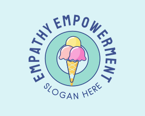 Cute Ice Cream Cone logo design