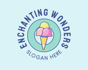 Cute Ice Cream Cone logo design