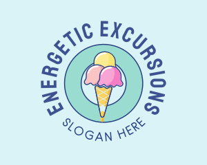 Cute Ice Cream Cone logo design