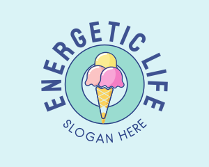 Cute Ice Cream Cone logo design