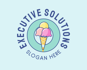 Cute Ice Cream Cone logo design