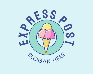 Cute Ice Cream Cone logo design