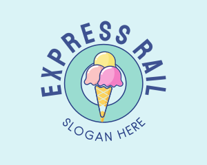 Cute Ice Cream Cone logo design