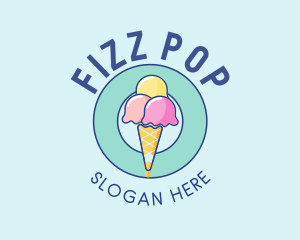 Cute Ice Cream Cone logo design