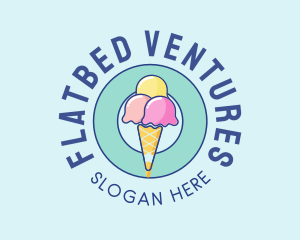 Cute Ice Cream Cone logo design