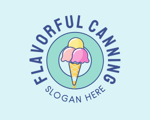 Cute Ice Cream Cone logo design