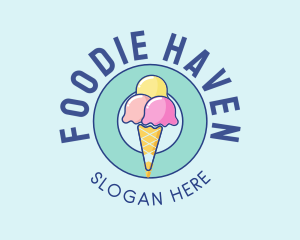 Cute Ice Cream Cone logo design